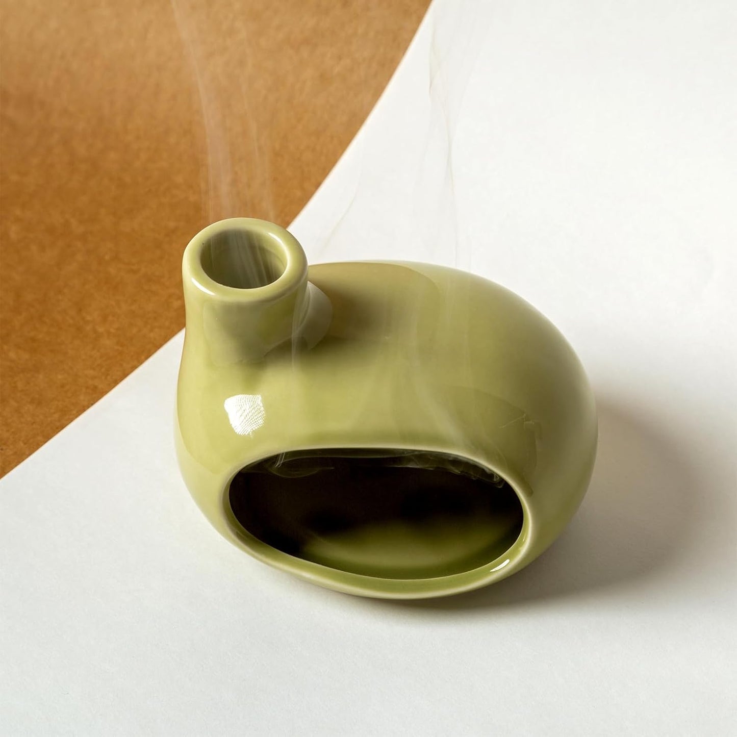 MOUGIGI Terracotta Palo Santo Holder - Modern Chiminea Incense Burner for Yoga, Meditation, and Energy Cleansing - Wood Sticks Dish, Sage Ash Catcher, Smudge Bowl, Cone Burner - Unique Meditation Gift