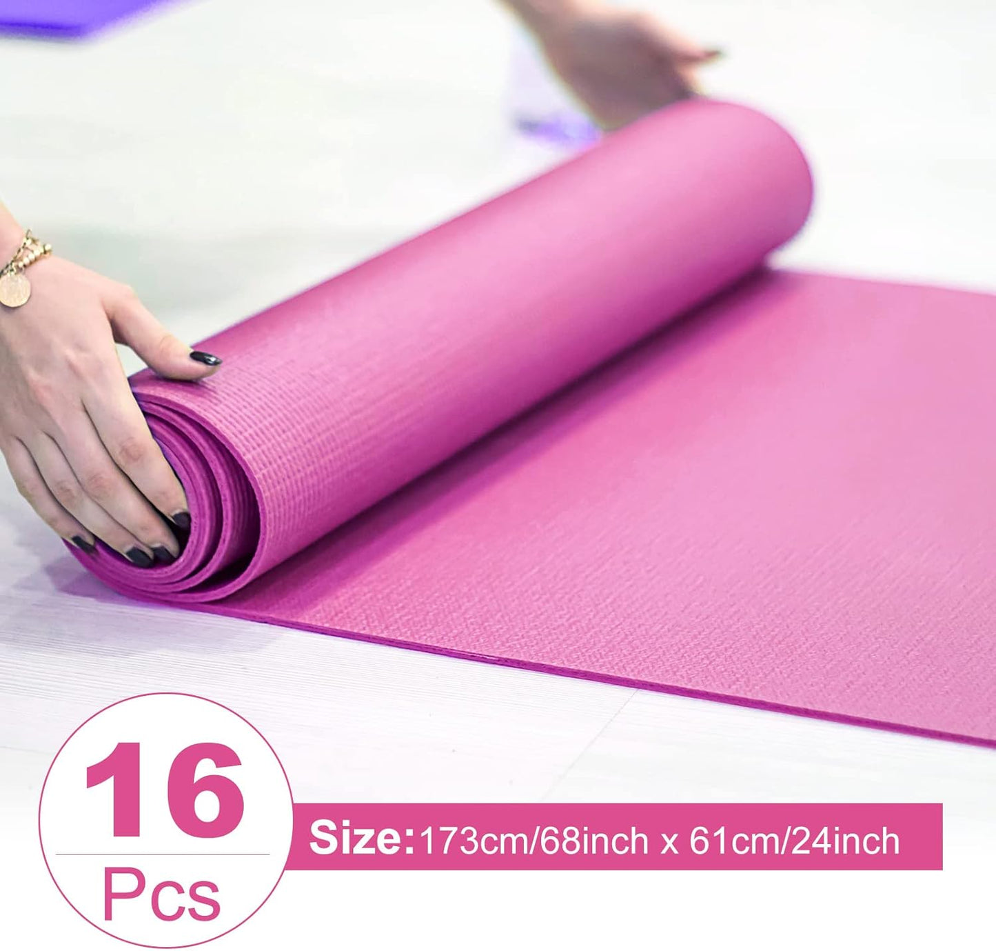 3 mm Thick Yoga Mat Bulk, Non Slip Exercise Workout Fitness Pad for Women Men, Gym Home Yoga Pilates, Easy to Clean, Sturdy PVC