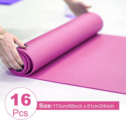 3 mm Thick Yoga Mat Bulk, Non Slip Exercise Workout Fitness Pad for Women Men, Gym Home Yoga Pilates, Easy to Clean, Sturdy PVC
