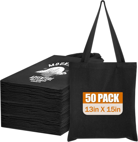 Lzerking Canvas Tote Bag Bulk for DIY Projects, 13x15 Inches Tote Bags for Grocery Shopping, 10oz Machine Washable Fabric