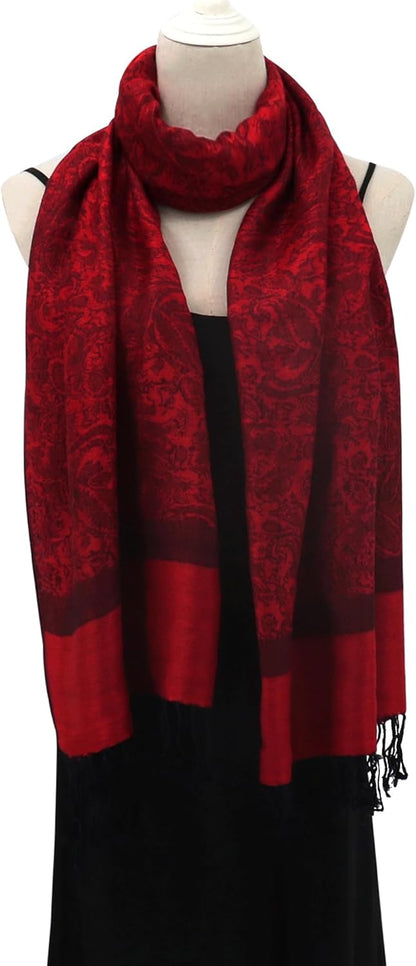 vimate Silky Paisley Pashmina Shawl Scarf-Women's Soft Double-side Jacquard Pashminas Wrap for Evening Dress Travel Shawl