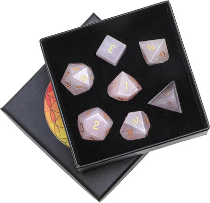 mookaitedecor 7 PCS Blue Howlite Turquoise Crystal Polyhedral DND Dice Set, Polished Tumbled Stones Dices for RPG MTG Table Games Home Decoration