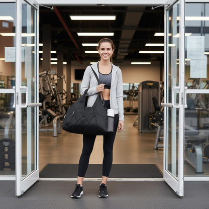 Forestfish Gym Bag For Women With Yoga Mat Holder & Shoe Compartment & Wet Dry Storage Pocket & Adjustable Strap