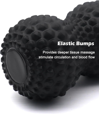 KITWILD Peanut Massage Ball, Double Lacrosse Massage Roller Ball for Deep Tissue Muscle Massage, Physical Therapy, Myofascial Release, Muscle Knots, and Yoga Therapy (Black)