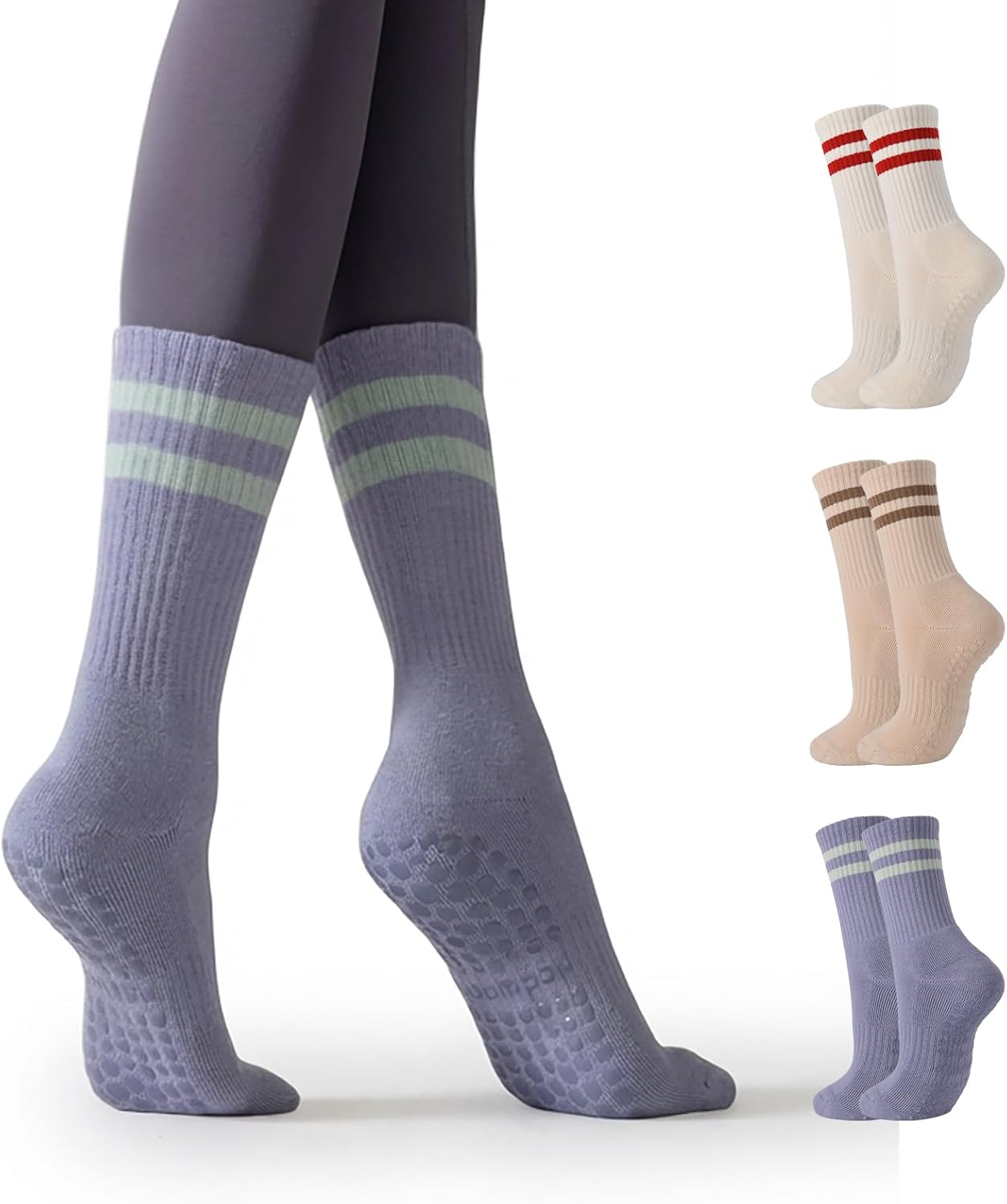 Pilates Grip Socks for Women – Non-Slip Grippy Yoga & Barre Socks, Cushioned Cozy Socks for Studio, Home & Gifts
