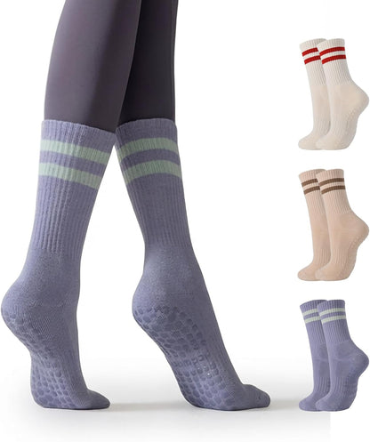 Pilates Grip Socks for Women – Non-Slip Grippy Yoga & Barre Socks, Cushioned Cozy Socks for Studio, Home & Gifts