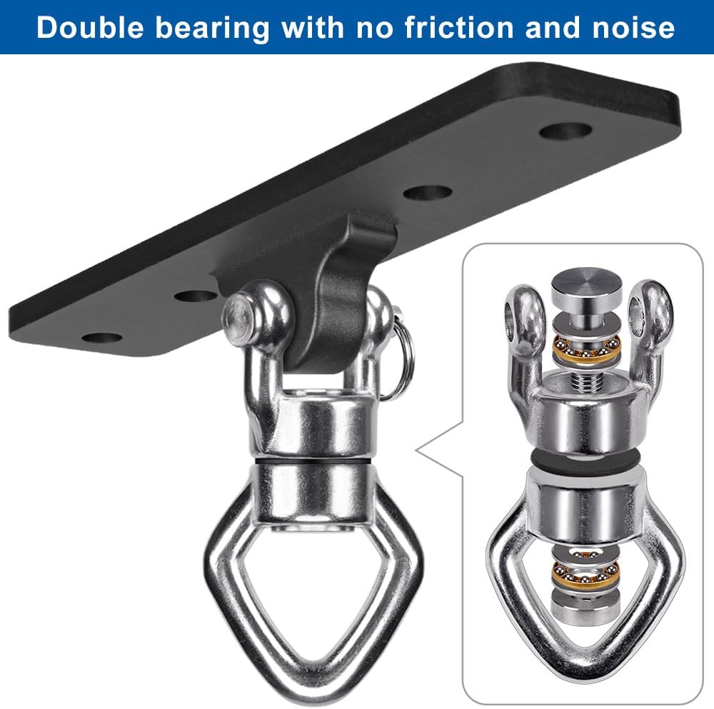 BeneLabel Swing Hanger with Bearing Swivel 800LB Capacity Stainless Steel Ceiling Mount Bracket Hanging Kit for Aerial Silks, Swings, Hammocks, Hanging Chair, Aerial Hoop, Heavy Bag, Yoga Swing