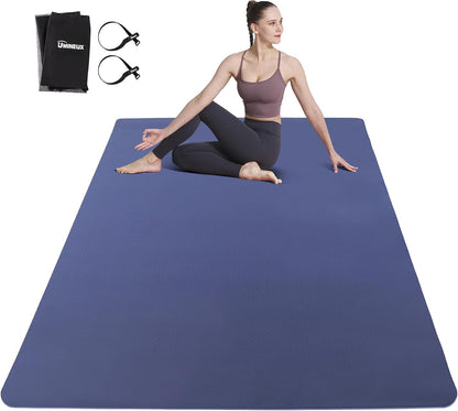 UMINEUX Large Yoga Mat for Men and Women 1/4 & 2/5 Inch Extra Thick TPE Fitness Mat for Home Gym Workout, Non-Slip, Eco Friendly Exercise Mat for Yoga, Pilates, Stretching, Meditation