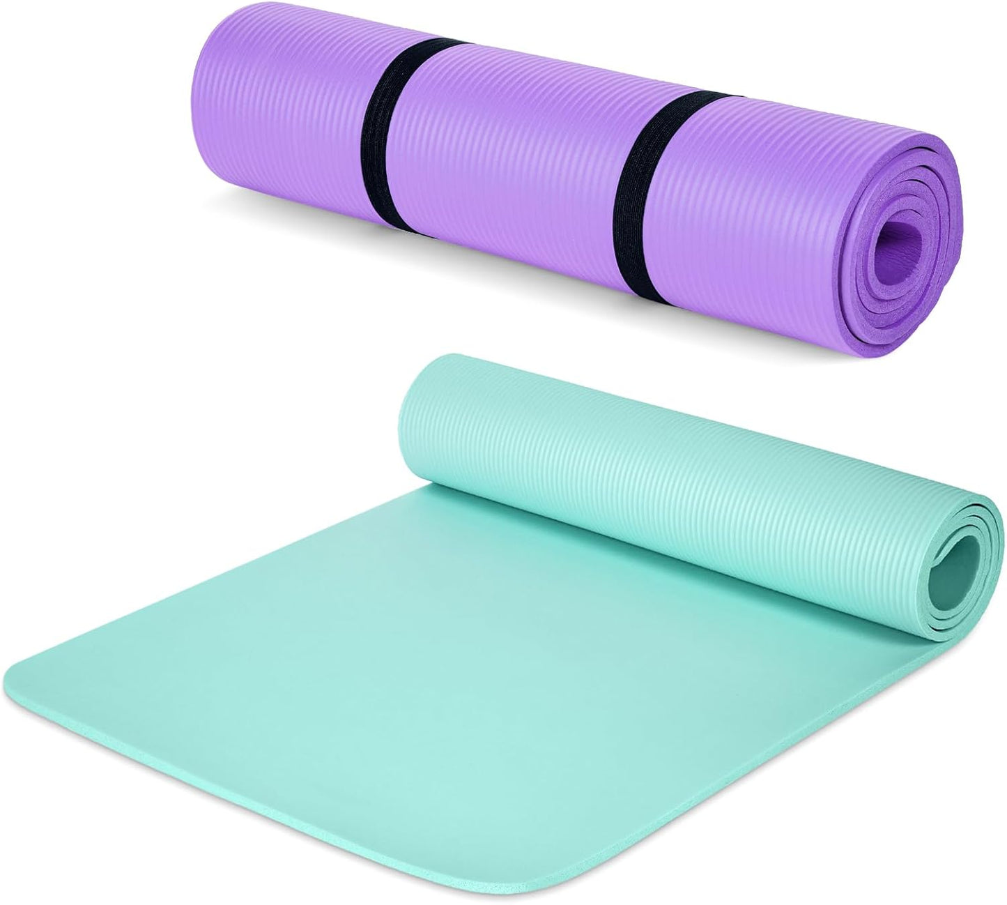 Woanger Yoga Mats (72x24) 3/8 Inch Thick Exercise Yoga Mat for Home Workout with Strap Non Slip Pilates Gym Supplies for Women Men