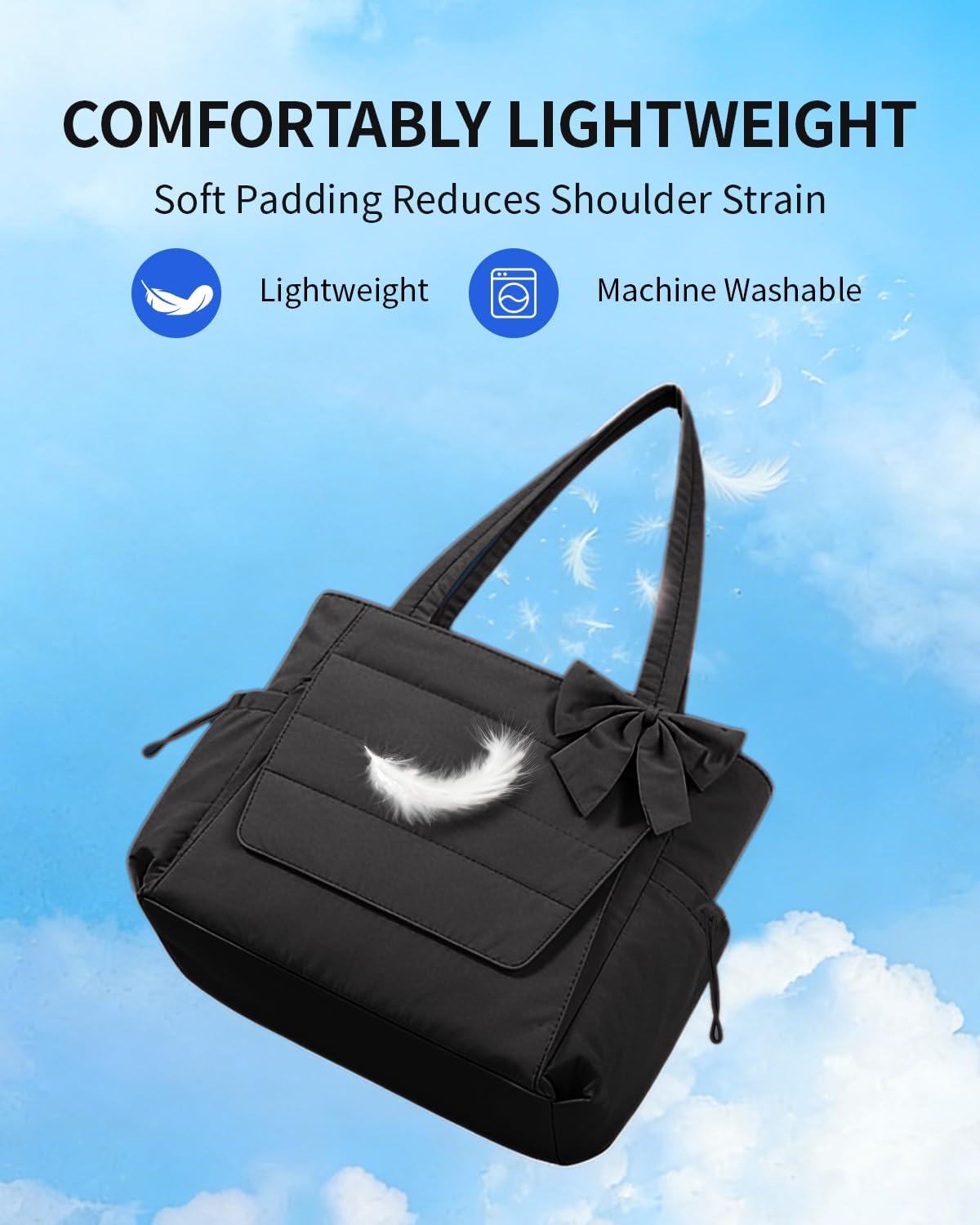 Wandering Nature Bow Tote Bag for Work Fits 40oz Tumbler, Yoga Bag with Wet Pocket & Yoga Mat Pocket, Commute, Gym, Travel