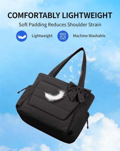 Wandering Nature Bow Tote Bag for Work Fits 40oz Tumbler, Yoga Bag with Wet Pocket & Yoga Mat Pocket, Commute, Gym, Travel