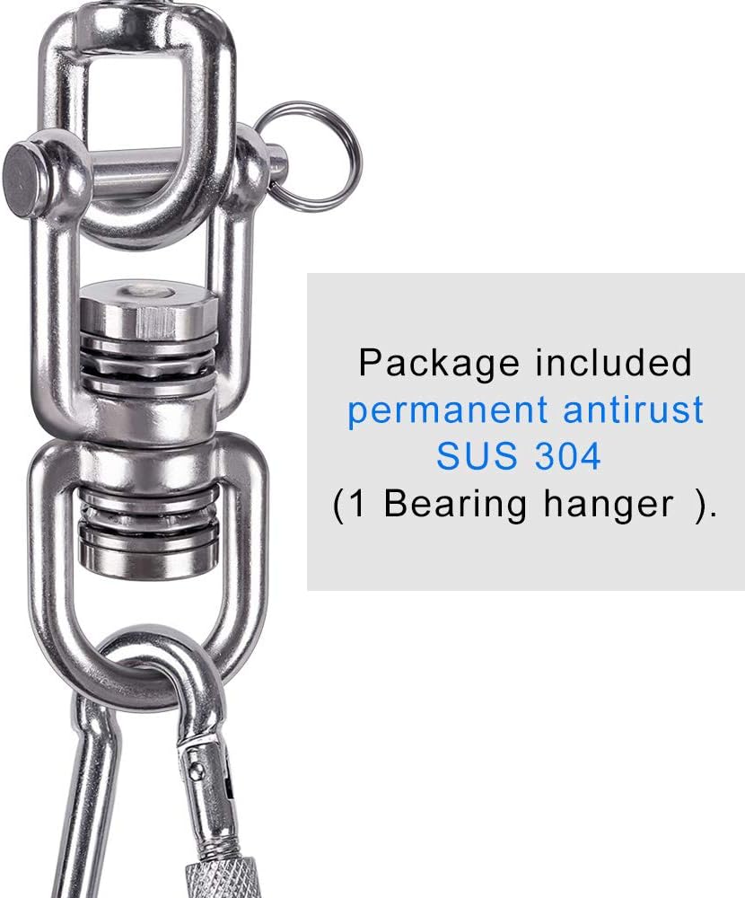 BeneLabel Dual Hanging Rings Hammock Swing Hanger, Swivel Stainless Steel Mounting Bearing Set D Shape Open Loop for Indoor Outdoor Playground Chair Yoga Rope Punching Bag Sandbag
