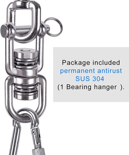 BeneLabel Dual Hanging Rings Hammock Swing Hanger, Swivel Stainless Steel Mounting Bearing Set D Shape Open Loop for Indoor Outdoor Playground Chair Yoga Rope Punching Bag Sandbag