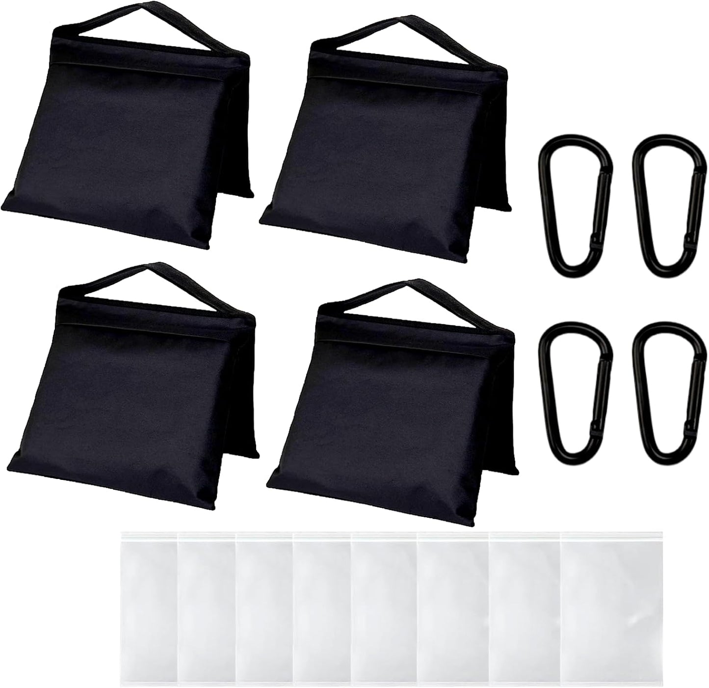 4 Pack Sandbags with 8 PE Bags and 4 Buckle, Weight Bags for Light Stand Photography Video Equipment, Heavy Duty Sand Bags for Backdrop Stand, Photo Tripod, C Stands and Light Stands