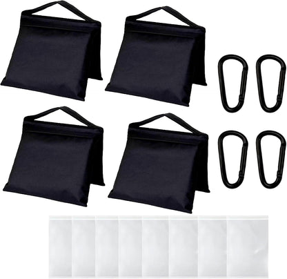 4 Pack Sandbags with 8 PE Bags and 4 Buckle, Weight Bags for Light Stand Photography Video Equipment, Heavy Duty Sand Bags for Backdrop Stand, Photo Tripod, C Stands and Light Stands