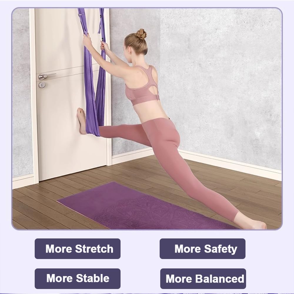 Leg Stretcher Strap - Yoga Stretching Strap,Yoga Door Swing,Backbend Training Rope with Door Anchor, Flexibility Trainer Stretching Equipment Assist Stretch Strap for Fitness Gymnastics Dance Aerial Ballet (purple)