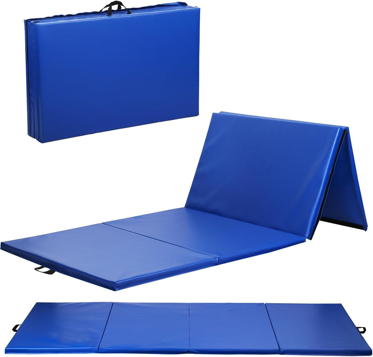 Gymnastics Tumbling Mat Portable Gymnastics Mat Foldable Tumbling Mat 2ft W 6ft L/4ft W 6ft L/4ft W 8ft L/4ft W 10ft Exercise Mat Yoga Mat with Carrying Handles for Yoga Gymnastics