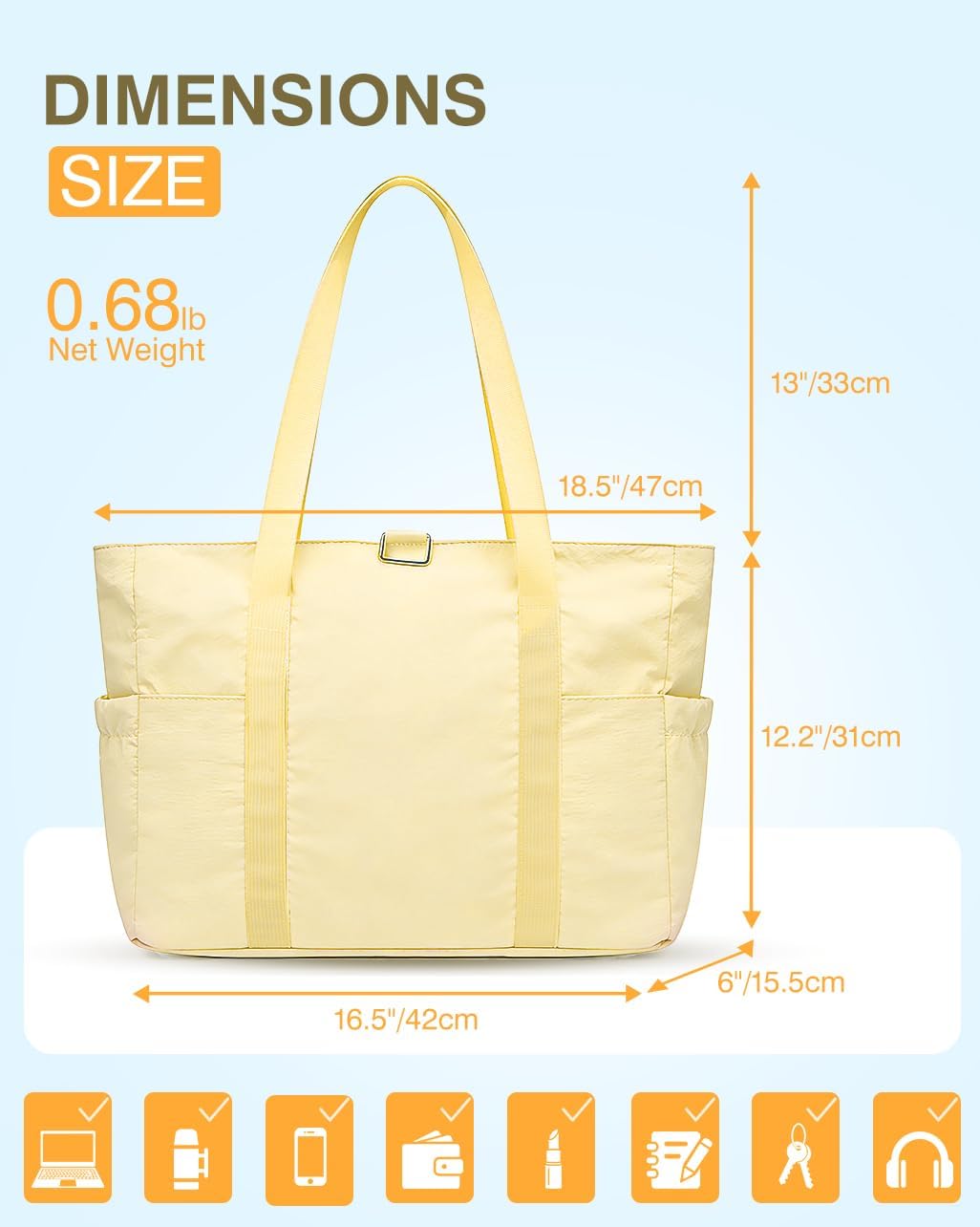 Tote Bag for Women, 26L Capacity Travel Purses Work Bag, Small Zipper Tote Bag for Travel Nurse Gym Teacher