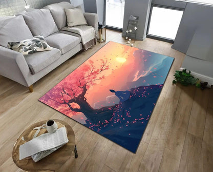 Chakra Round Area Rug, Non-Slip Meditation & Yoga Carpet for Living Room, Meditation Round Area Rugs, Modern Circular Bedroom Rug 57