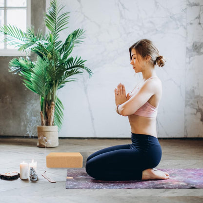 "FULANA Natural Cork Yoga Blocks (2-Pack) - High Density, Non-Slip Surface, Eco-Friendly (Women)(men) Yoga Accessories - 9x6x3 inches - Ideal Support for Yoga, Pilates, Stretching"