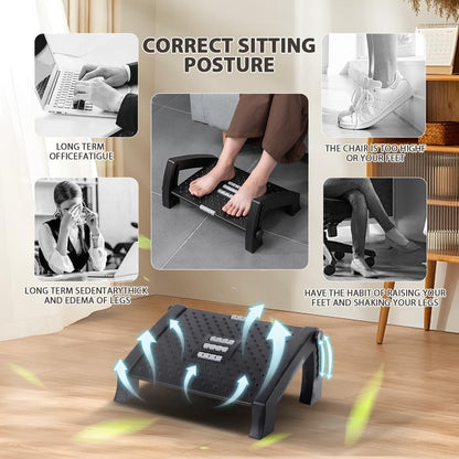 CasaZenith Foot Rest, Six Heights Adjustable Foot Rest for Under Desk at Work, Ergonomic Foots Stool for Under Office Desks, Under Desk Footrest with Foot Massage Roller, Chair Footrest for Leg Rests
