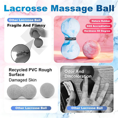FITZELAR Massage Lacrosse Balls for Myofascial Release, Quality Certification, Massage Deep Tissue for Back and Shoulder, Trigger Point Therapy, Muscle Knots, Relieving Muscle Pain