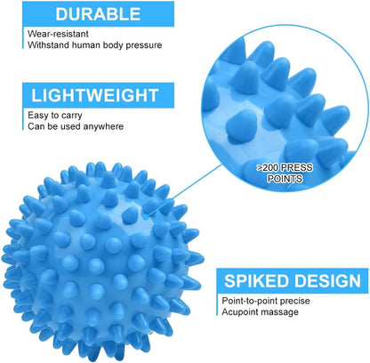 URAQT Spiky Massage Ball Set, 2 Pack Physical Therapy Massage Balls, Hard Lacrosse Ball & Spiky Massage Ball for Myofascial Release and Trigger Point Deep Tissue Massage (Red)