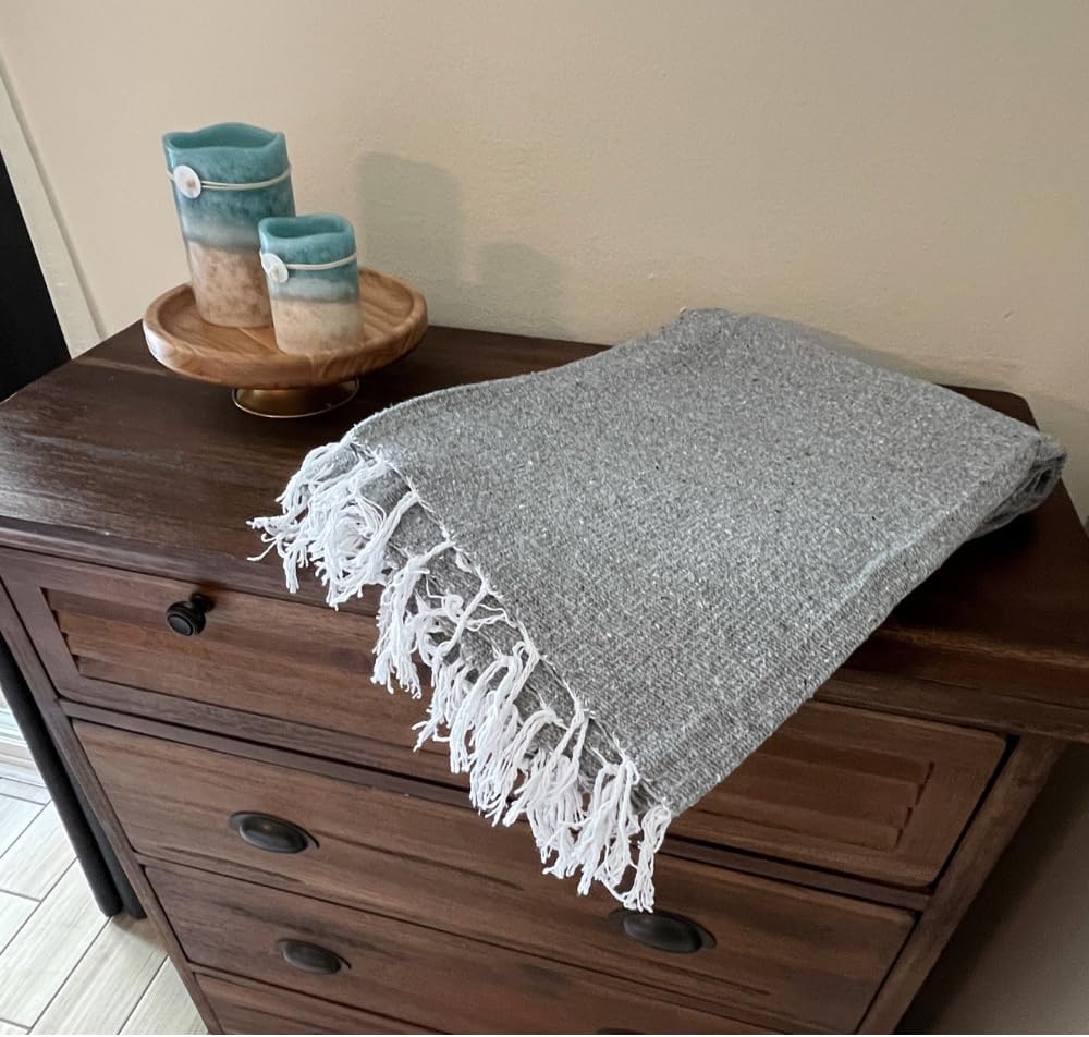 Open Road Goods Solid Color Mexican Yoga Blanket – Large Handwoven Throw for Yoga, Beach, Camping or Home – Soft and Durable Cotton Blend