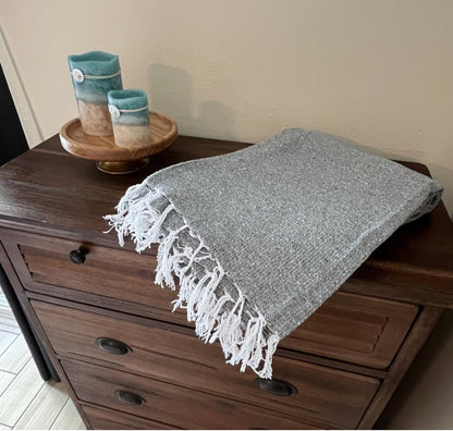 Open Road Goods Solid Color Mexican Yoga Blanket – Large Handwoven Throw for Yoga, Beach, Camping or Home – Soft and Durable Cotton Blend