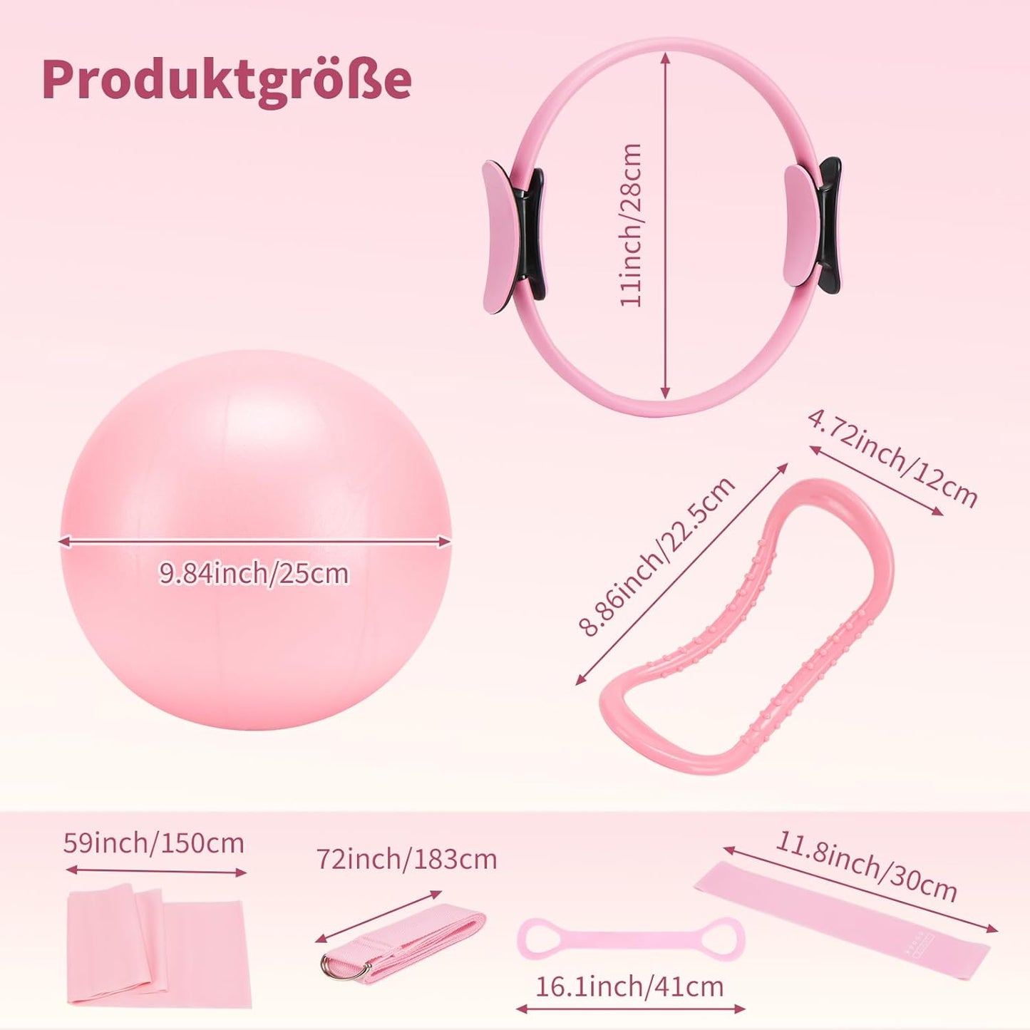 Pilates Ring Set for Women, Pilates Equipment with 5 Resistance Bands & Accessories, Pilates Ball, 14'' Magic Circle Hoop, Pilates Starter Kit for Beginners at Home
