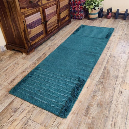 Jaipur art & Rugs Organic Cotton Yoga Mat - Eco-Friendly Hand-Woven Rug - Non Slip & Thick (24”x72”x5mm) for Everyday Fitness at Home - Comfortable Extra-Long