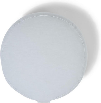 Organic Round Meditation Cushion by renoo - Durable Comfortable Cotton, Linen, Hemp - Modern Zafu - Buckwheat Floor Pillow Yoga Bolster in 15 Colors Removable Cover - 15 inches - Vanilla