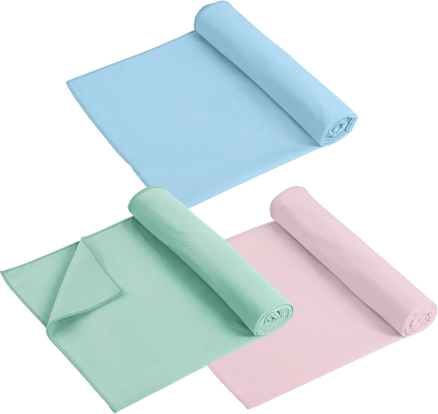 Breling 3 Pack 26"x73" Hot Yoga Mat Towel Pack Non-Slip Yoga Mat Gym Sweat Absorbent Microfiber Towel for Pilates Workout Women Men