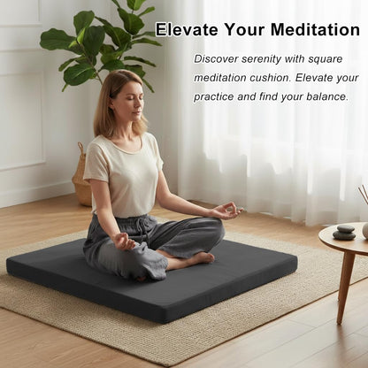 Velvet Zabuton Meditation Mat - Large Floor Pillow for Adults & Yoga Meditation Cushion - High Density Foam Floor Seating with Washable Cover, 31x31 Inch (Green)