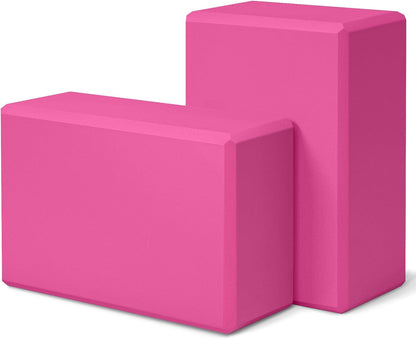 Yoga Block 2 Pack 9"x6"x3", Sturdy Yoga Foam Blocks, High Density & Non Slip Surface for Pilates & Stretching, Fitness Accessories for Stability & Balance