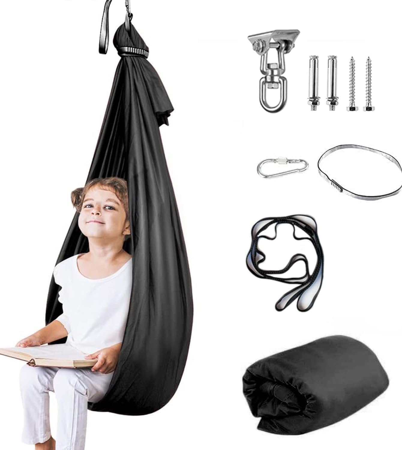 Aokitec Therapy Swing for Kids with Special Needs (Hardware Included) Snuggle Swing Cuddle Hammock Indoor Adjustable Aerial Yoga for Children with Autism, ADHD, Asperger, Sensory Integration