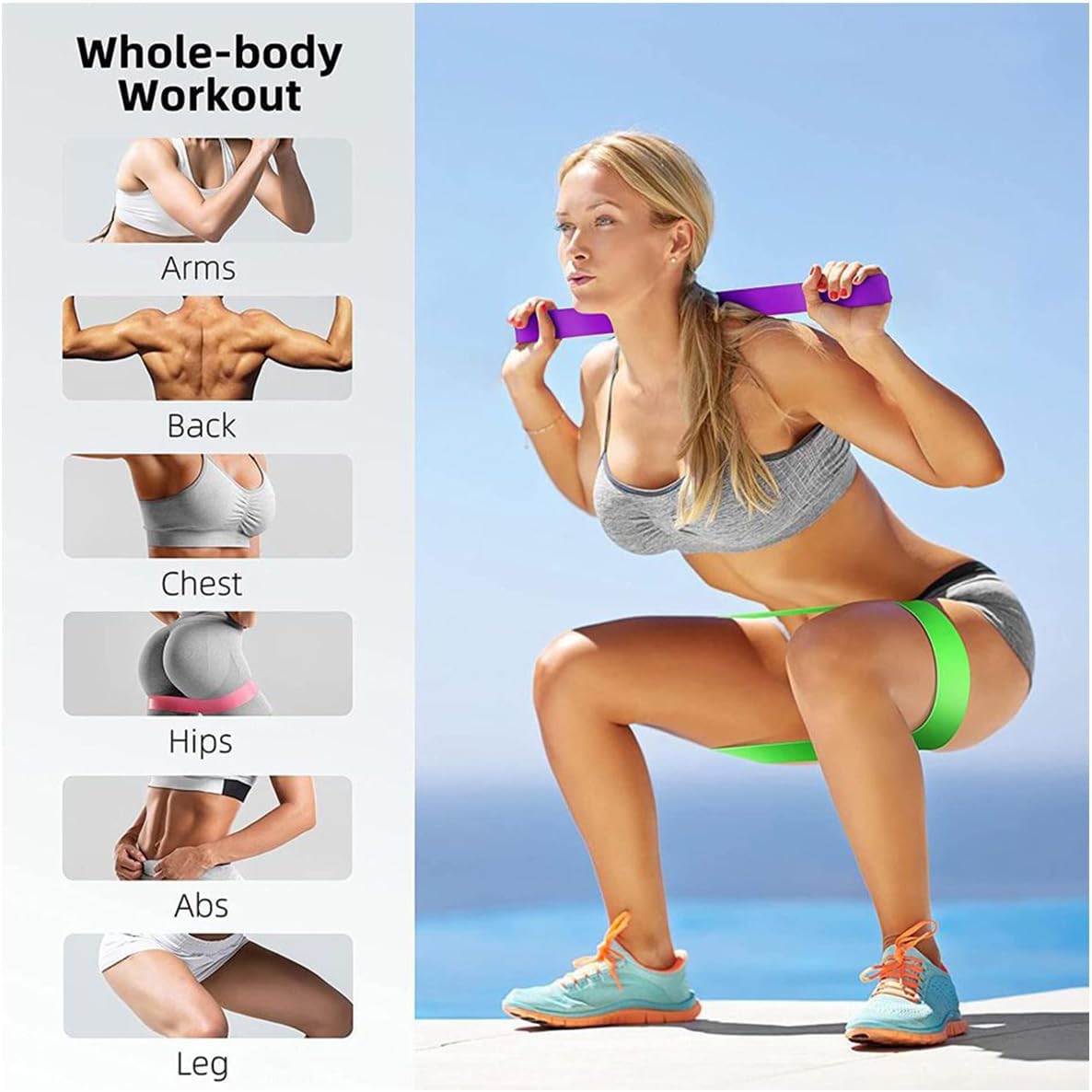 Resistance Bands for Working Out, Elastic Exercice Loop Bands for Physical Therapy, Yoga Starter Set of Stretch Bands for Booty Legs, Pilates Flexbands