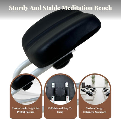 Menolana Kneeling Meditation Stool, Prayer Bench Adjustable Height, Portable Meditation Bench, for Studio Yoga Praying Prayer, Black
