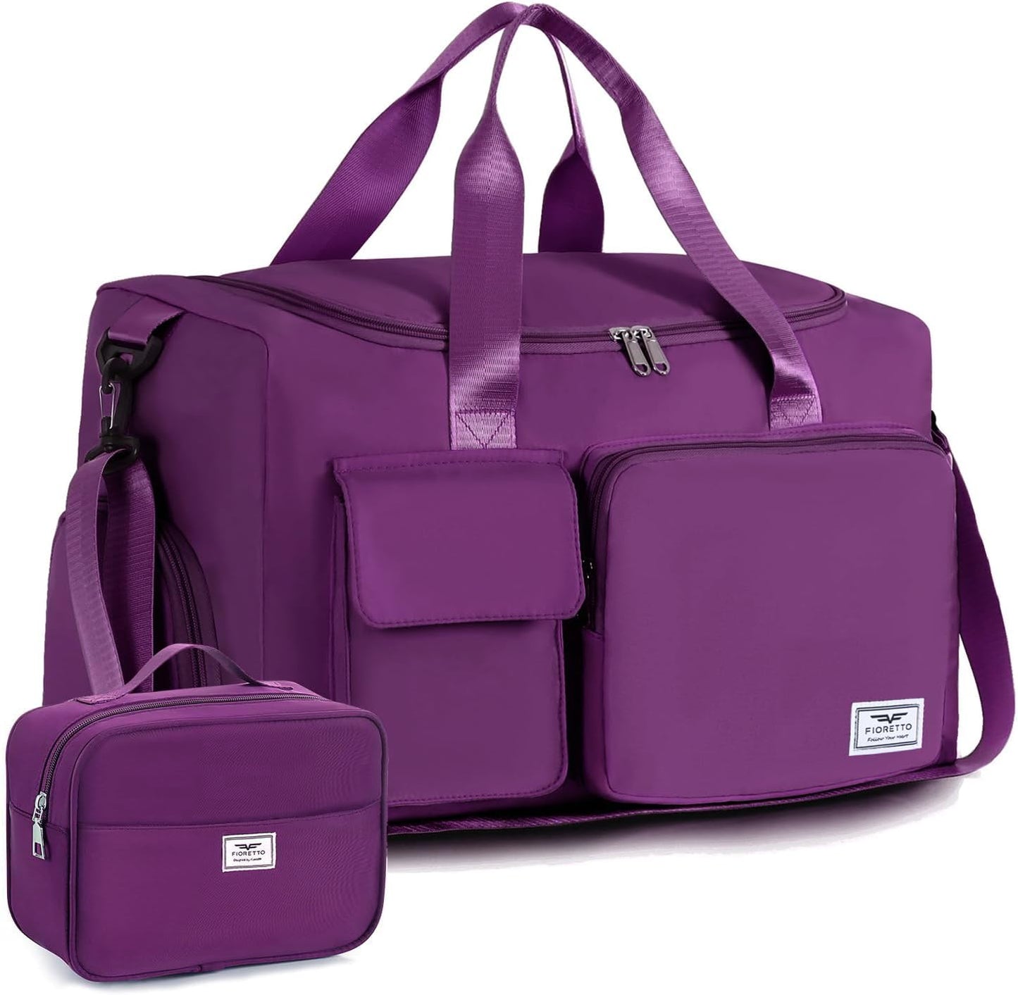 FIORETTO Women's Gym Duffle Bag with Shoes Compartment, 30L Capacity, Ideal for Travel, Gym, Sports, Duffel, Weekender