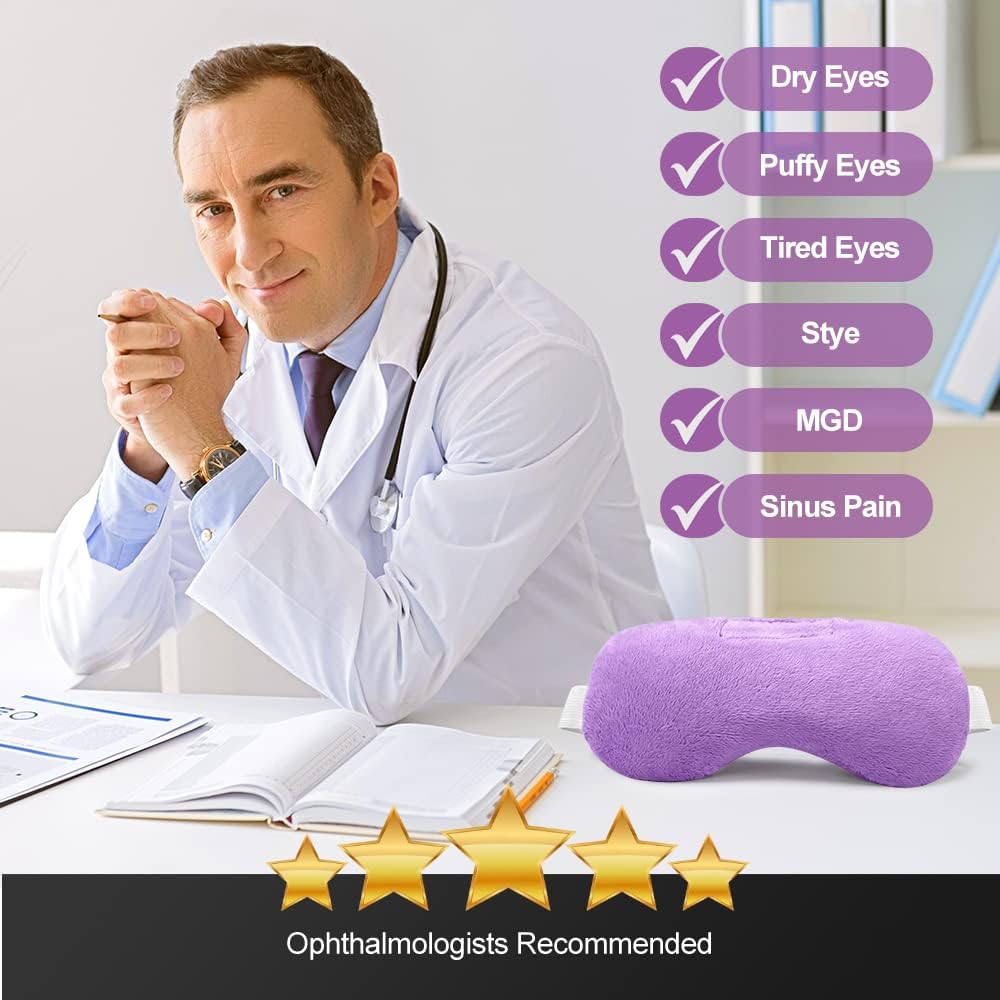 Umisleep Lavender Eye Mask, Aromatherapy Weighted Sleep Mask for Dry Eyes Men Women, Microwave Heated Hot Therapy Eye Cover Moist Compression Pain Relief, Pillow for Puffy Eyes, Sinus Pain, Grey