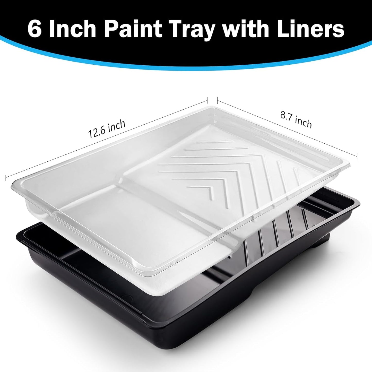 Mister Rui Paint Roller Kit, 9 Pack 6 Inch High Density Foam Paint Roller, Paint Tray with Liner, Mini Paint Rollers for Painting Walls, Small Paint Roller Tray Set