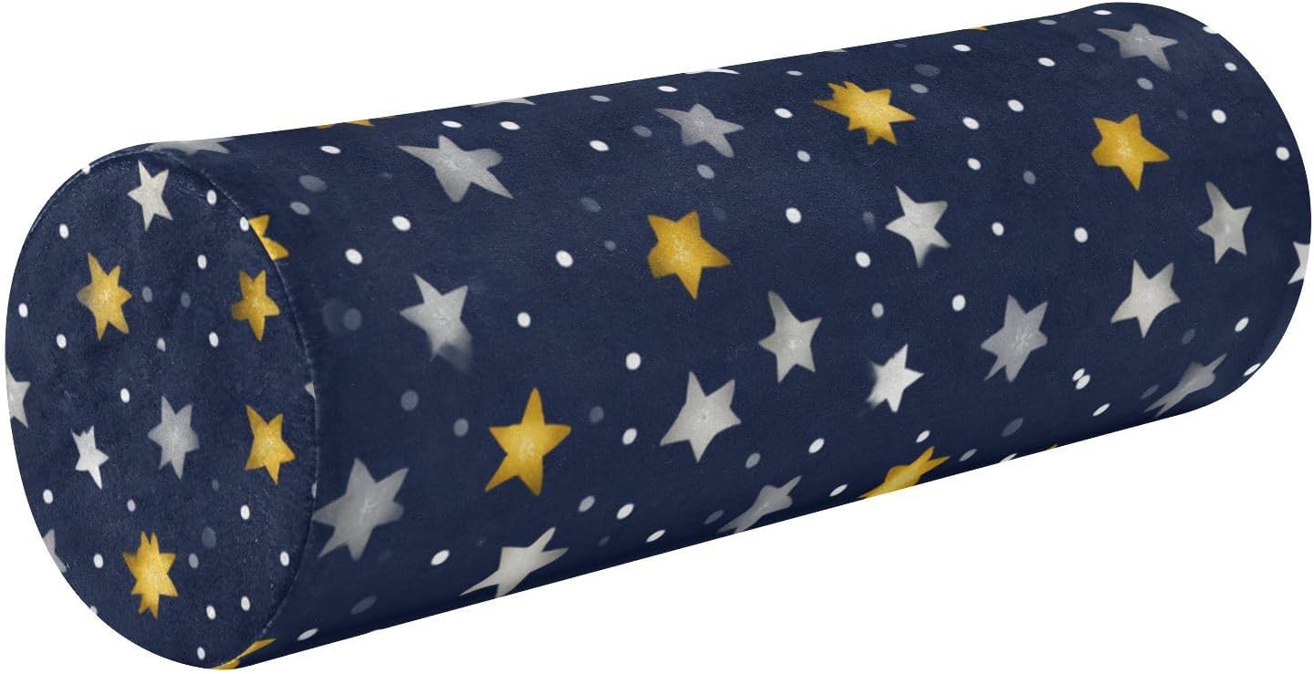 c Neck Roll Pillow Bolster Round Health Memory Foam Long Cervical Cylinder Pillows with Removable Washable Cover for Body Bed Legs Back Yoga - Colors B