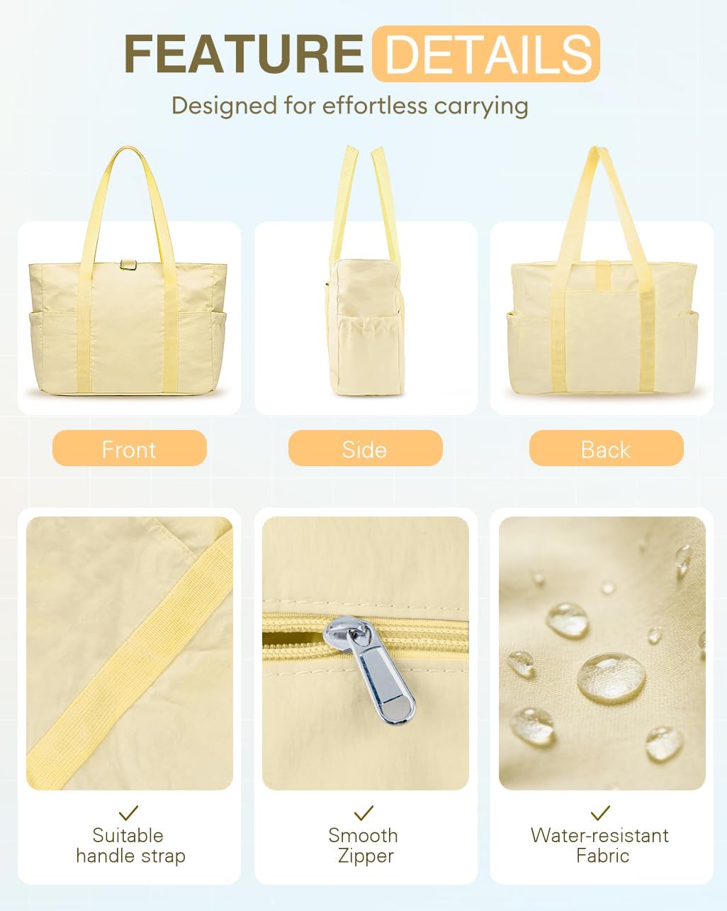 Tote Bag for Women, 26L Capacity Travel Purses Work Bag, Small Zipper Tote Bag for Travel Nurse Gym Teacher