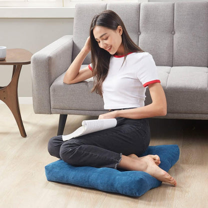 Meditation Floor Pillow Set of 2, Round Large Pillows Seating for Adults, Tufted Corduroy Cushion for Living Room Tatami, Beige 22 Inch