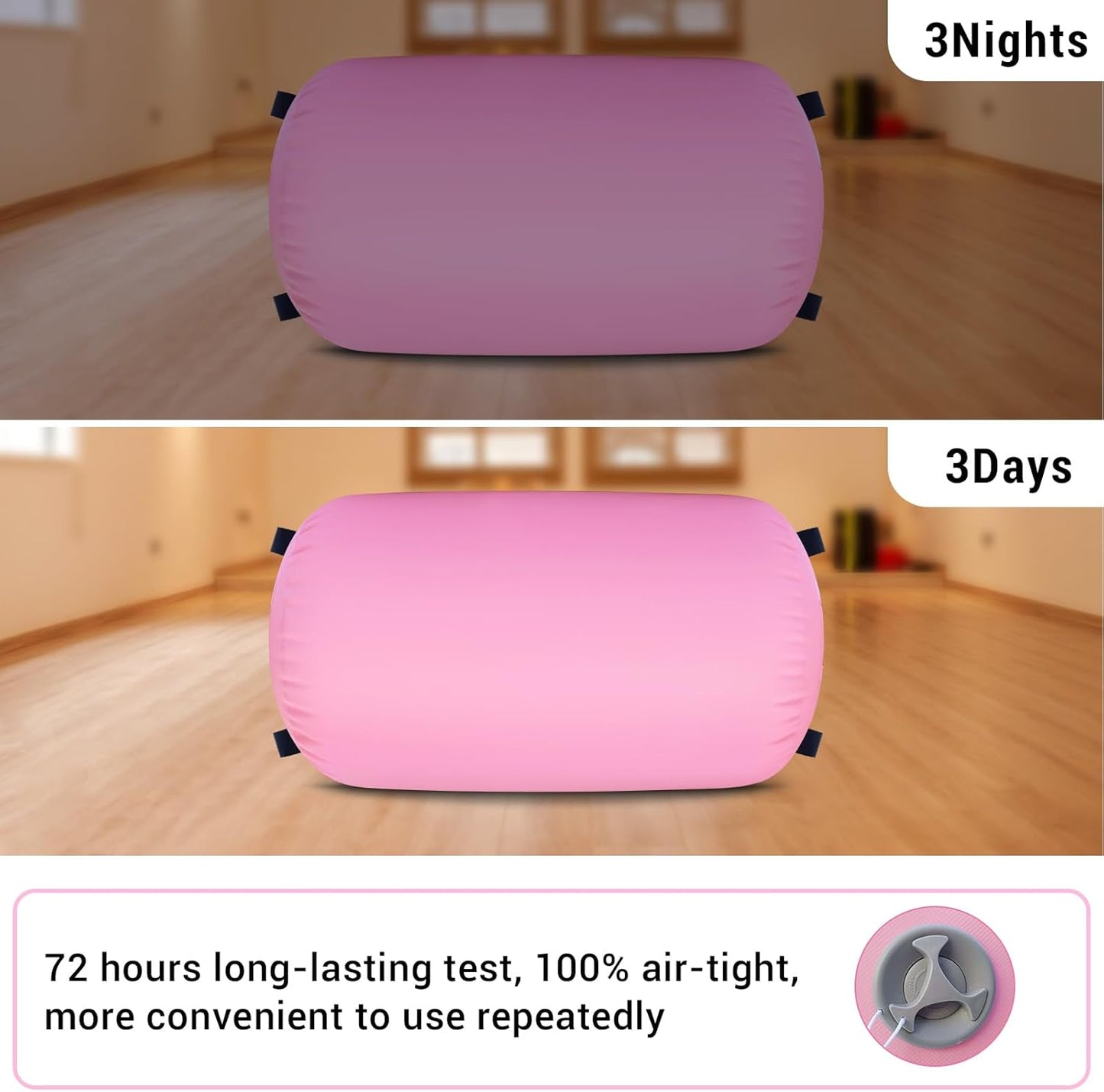 CZGBRO Gymnastics Barrel Air Roller with Pump, Inflatable Tumbling Equipment Air Mat Octagon Mat for Backhandspring Training Cheerleading Home Use