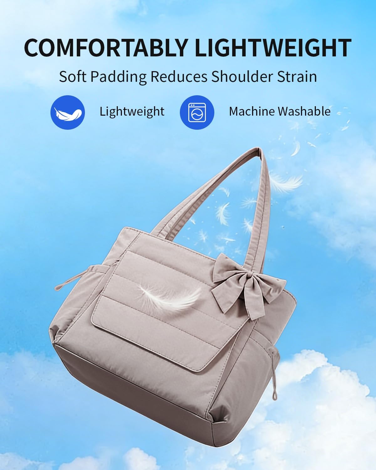 Wandering Nature Bow Tote Bag for Work Fits 40oz Tumbler, Yoga Bag with Wet Pocket & Yoga Mat Pocket, Commute, Gym, Travel