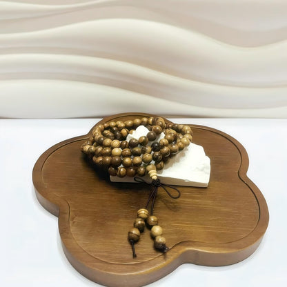 Handmade Mala Beads Bracelet 108 8mm Prayer Meditation Bracelet Sandalwood Elastic, Buddhist Beads, Prayer Mala Necklace for Men and Women Gifts