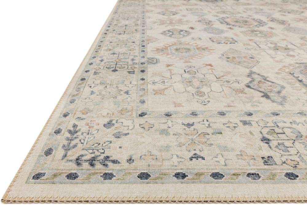 Loloi Hathaway Collection HTH-06 Blush/Multi 2'-6" x 7'-6", .25" Thick, Runner Rug, Soft, Durable, Printed, Modern, Low Pile, Non-Shedding, Easy Clean, Living Room Rug