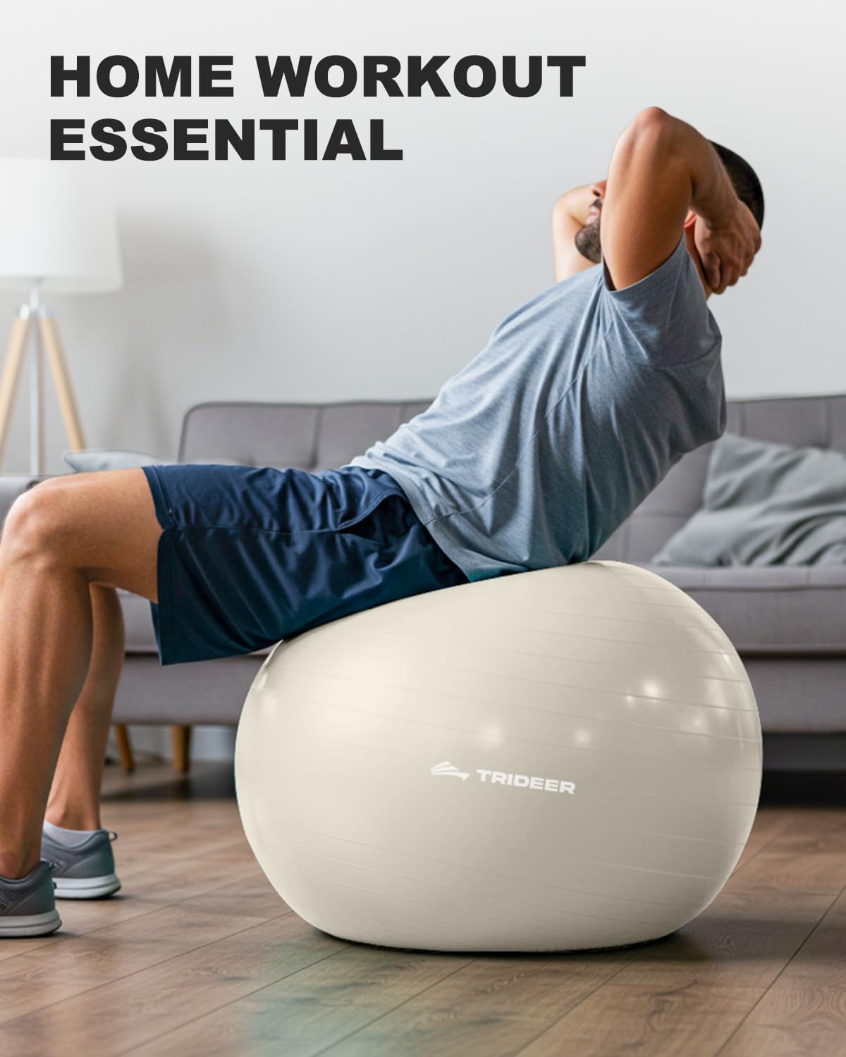 Trideer Exercise Ball for Yoga, Pilates & Fitness – Stability Ball Equipment for Home Gym & Office Chair, Core & Balance Training Accessories, Physical Therapy Equipment, Quick Pump Included, 5 Sizes