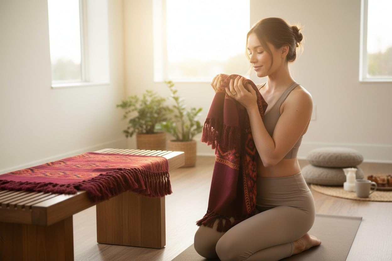 Handloom Wool Meditation Shawl, Oversized Wrap Throw, Gift for Men and Women